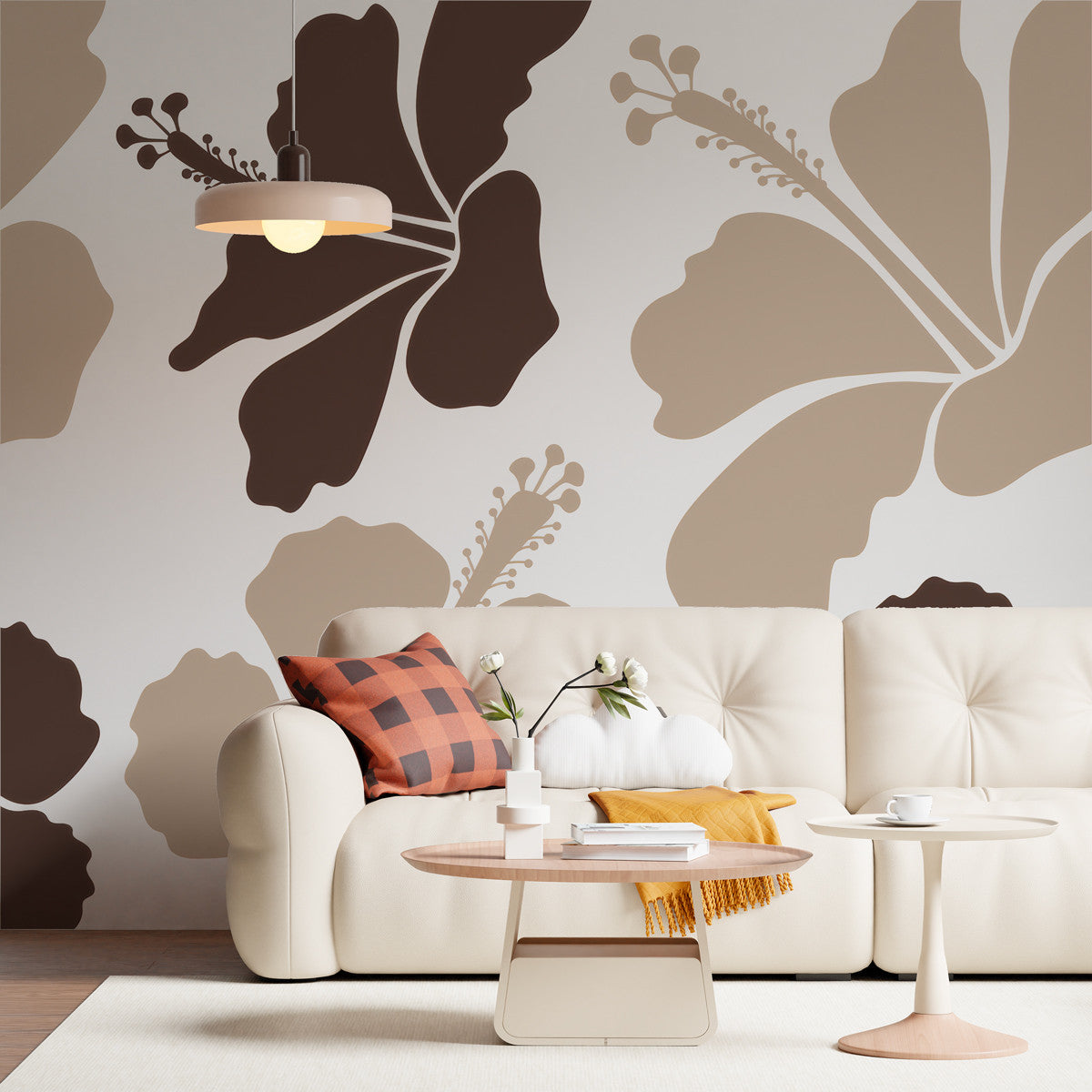 Papier peint fleurs d'hibiscus Hibiscus Chic, Wonderwall Casablanca, vue 2