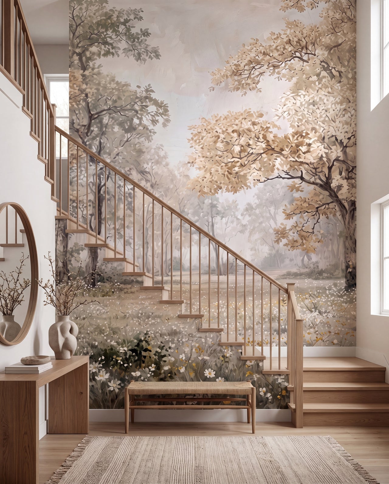 Fresque murale Clairière dans une entrée/cage d'escalier statement, papier peint panoramique sur mesure au Maroc, Wonderwall