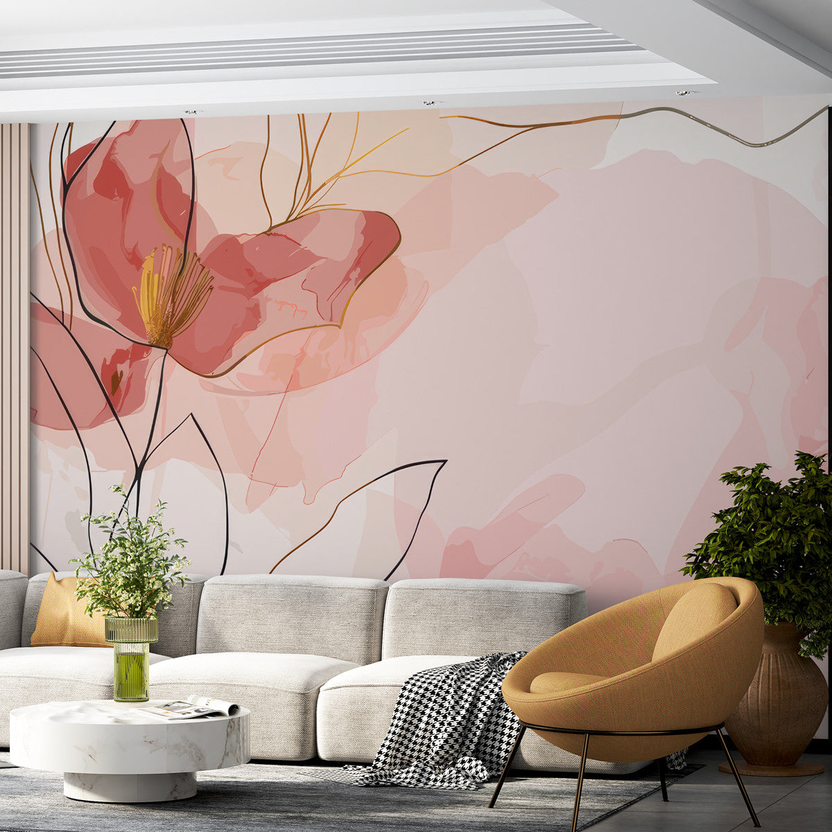 Papier peint floral terracotta Évasion Florale Terracotta, Wonderwall Casablanca, vue 3