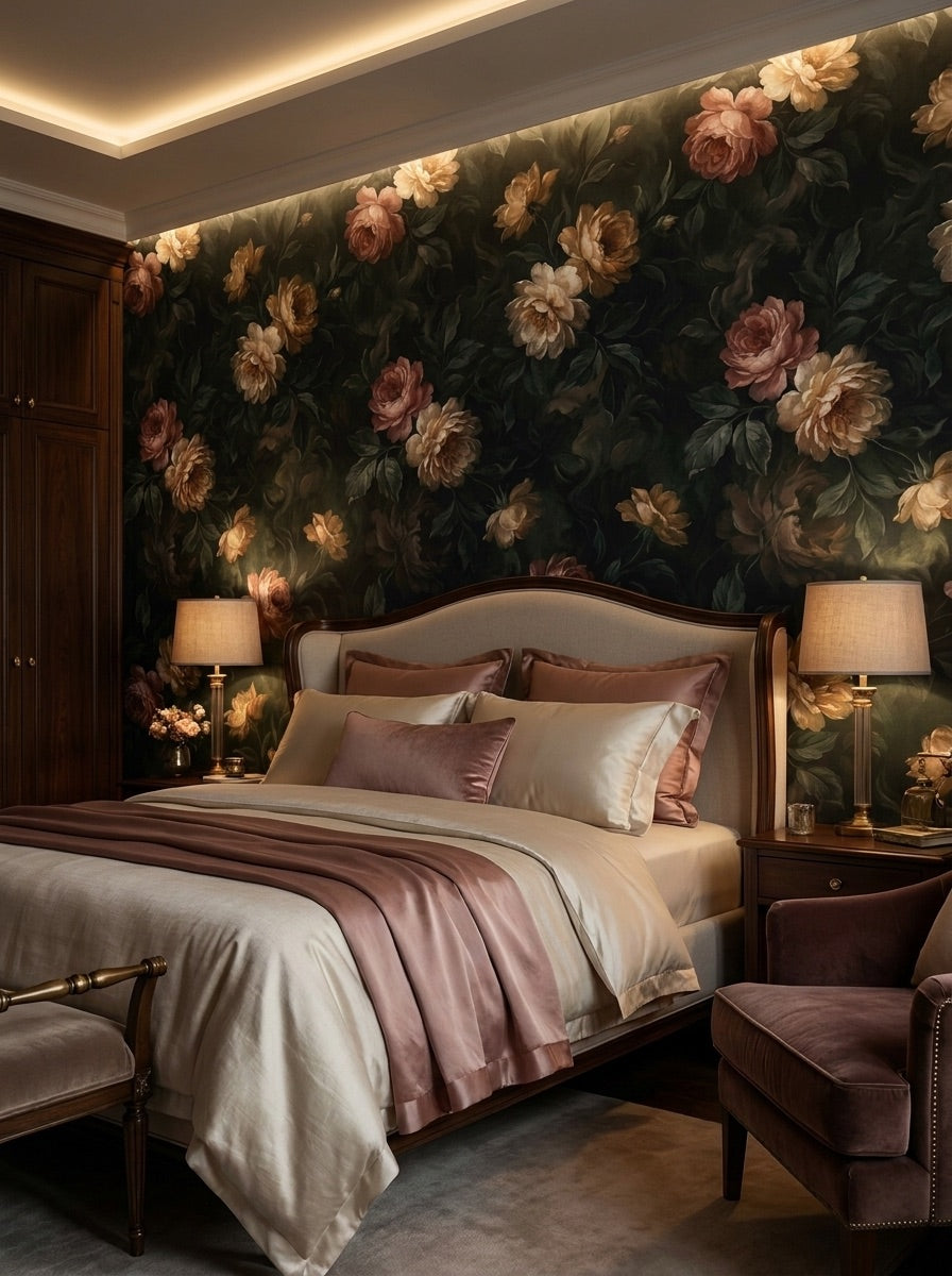 Papier peint botanique dans une chambre à coucher — Wonderwall