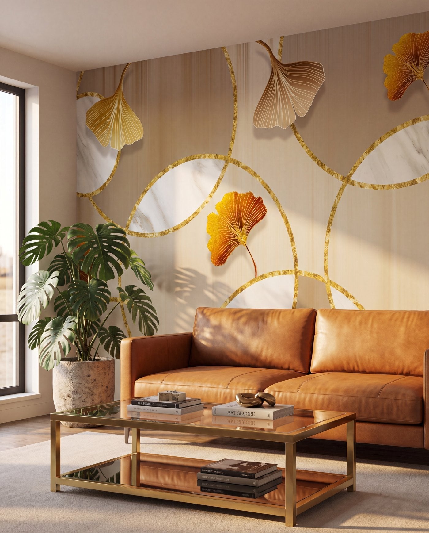 Papier peint Art Déco doré — Wonderwall