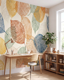 Fresque murale Herbier Coloré dans un bureau créatif lumineux, papier peint panoramique sur mesure au Maroc, Wonderwall