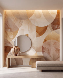 Fresque murale Géométrie Sable dans une entrée galerie contemporaine, papier peint panoramique sur mesure au Maroc, Wonderwall
