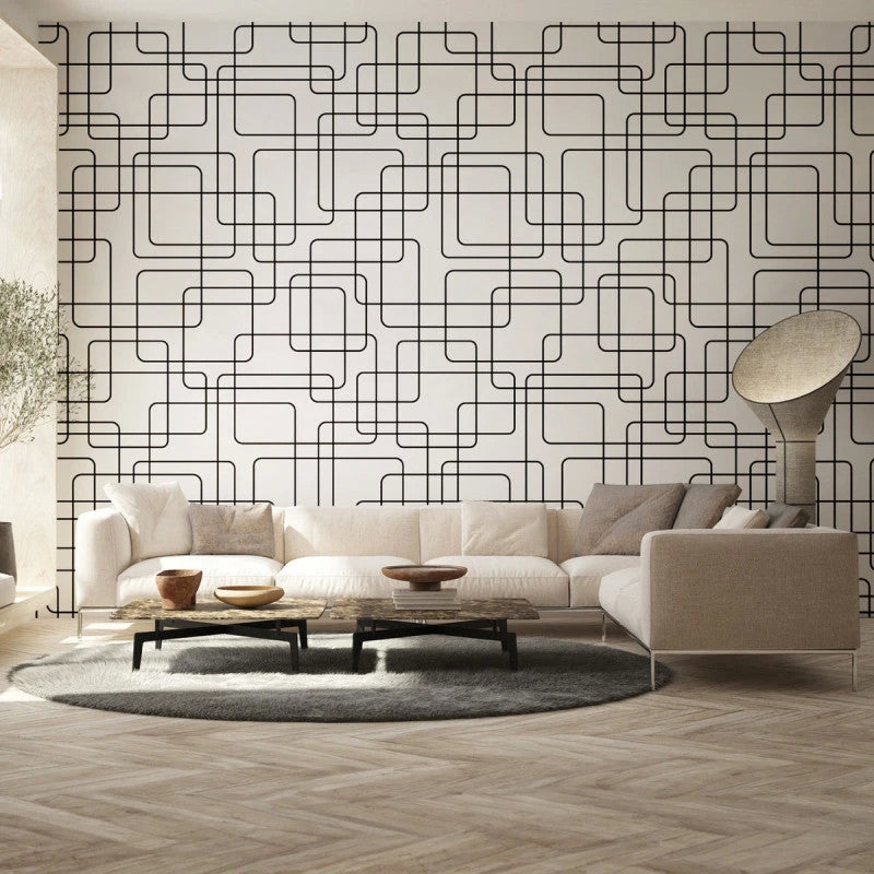 Papier peint géométrique lignes Lignes Interconnectées, Wonderwall Casablanca