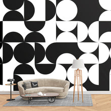 Papier peint noir et blanc graphique Énigme Noire et Blanche dans une entrée, Wonderwall Casablanca, vue 3