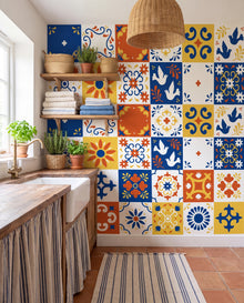 Papier peint carreaux Azulejos dans une buanderie charmante, sur mesure Wonderwall Casablanca