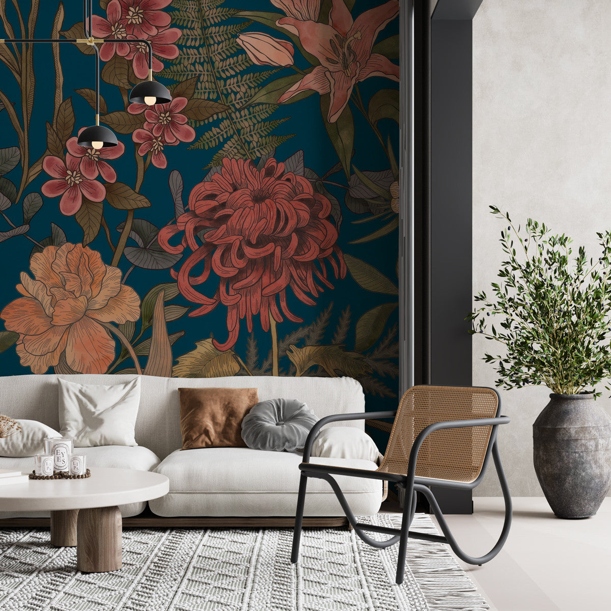Papier peint floral sur fond sombre Jardin Nocturne, Wonderwall Casablanca, vue 2