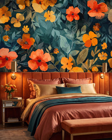Fresque murale Éclat d'Ambre dans une chambre boudoir luxe, papier peint panoramique sur mesure Wonderwall