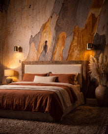 Fresque murale Nature Brute dans une chambre cocon terreux, papier peint panoramique sur mesure Wonderwall