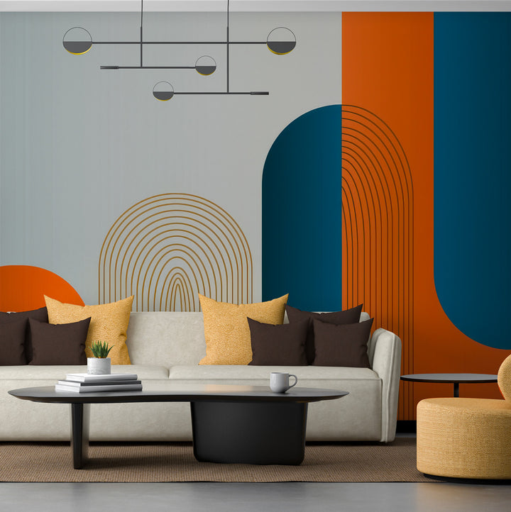 Rétro Moderne Orange et Bleu