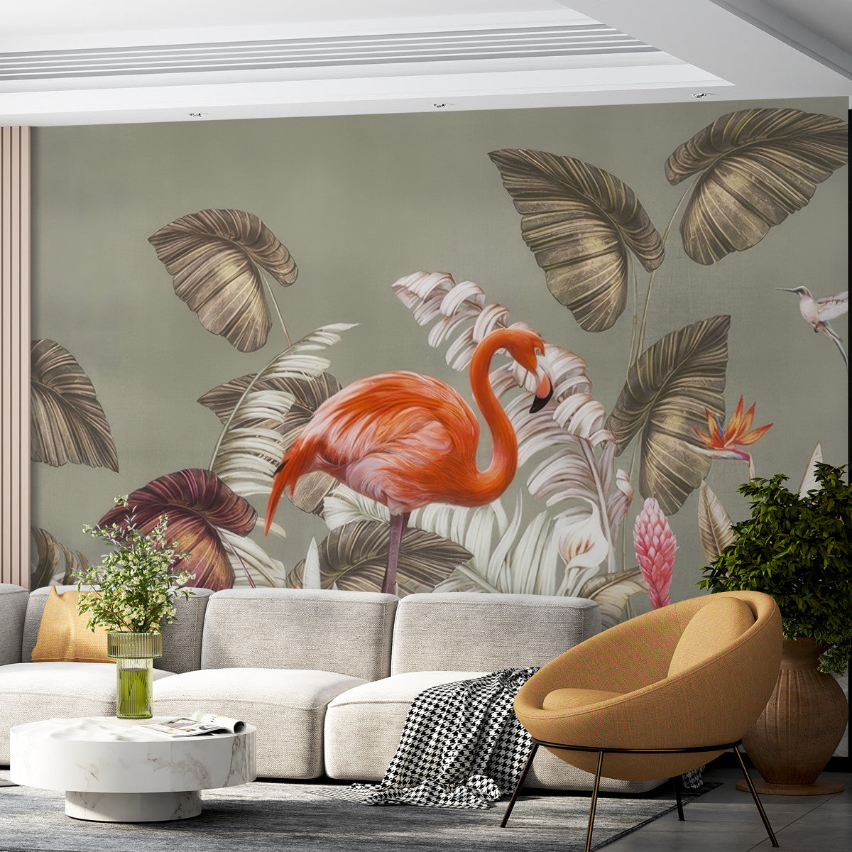 Papier peint tropical flamants roses Flamingo Fantasy, Wonderwall Casablanca, vue 2