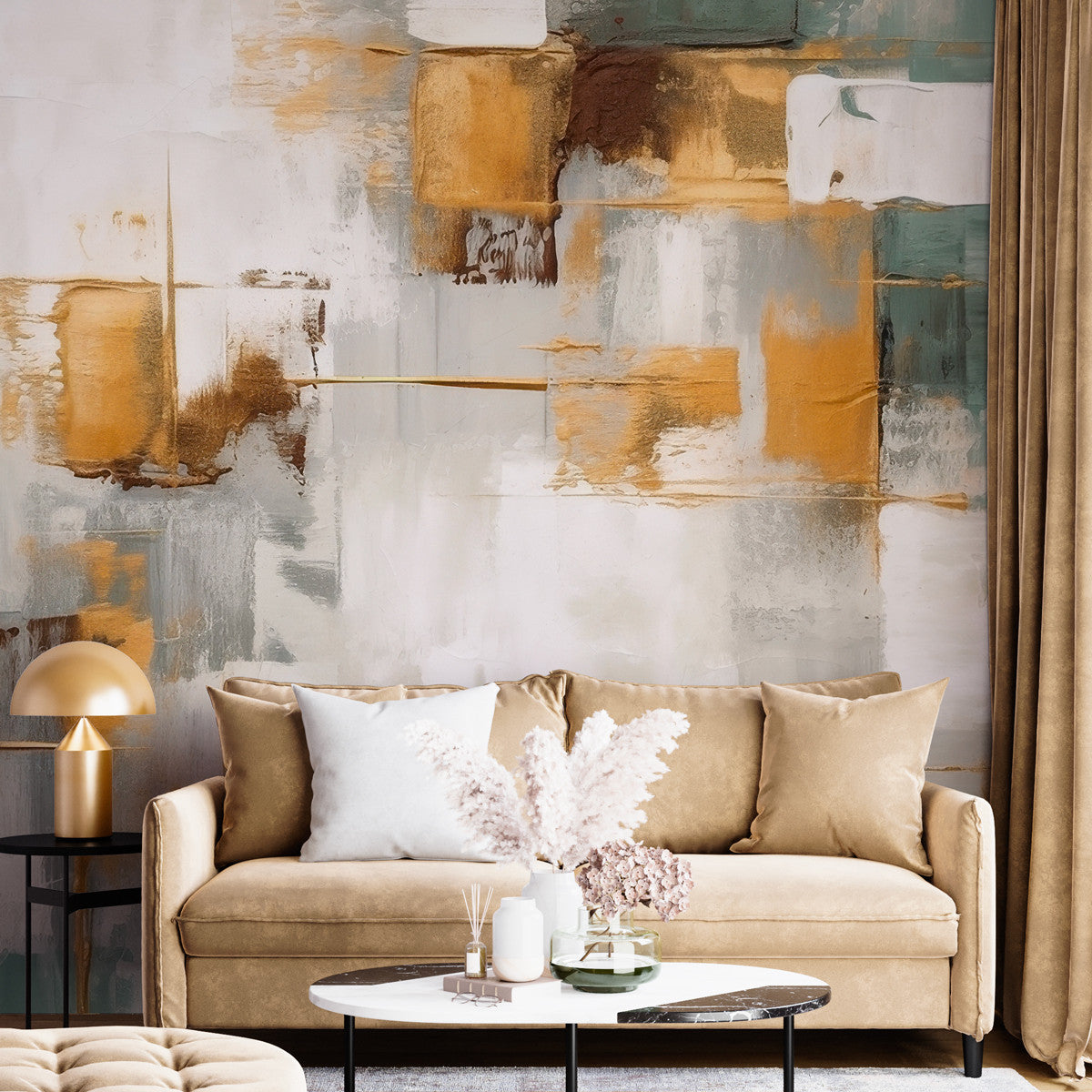Papier peint abstrait aux formes douces Harmonie Abstraite, Wonderwall Casablanca, vue 2