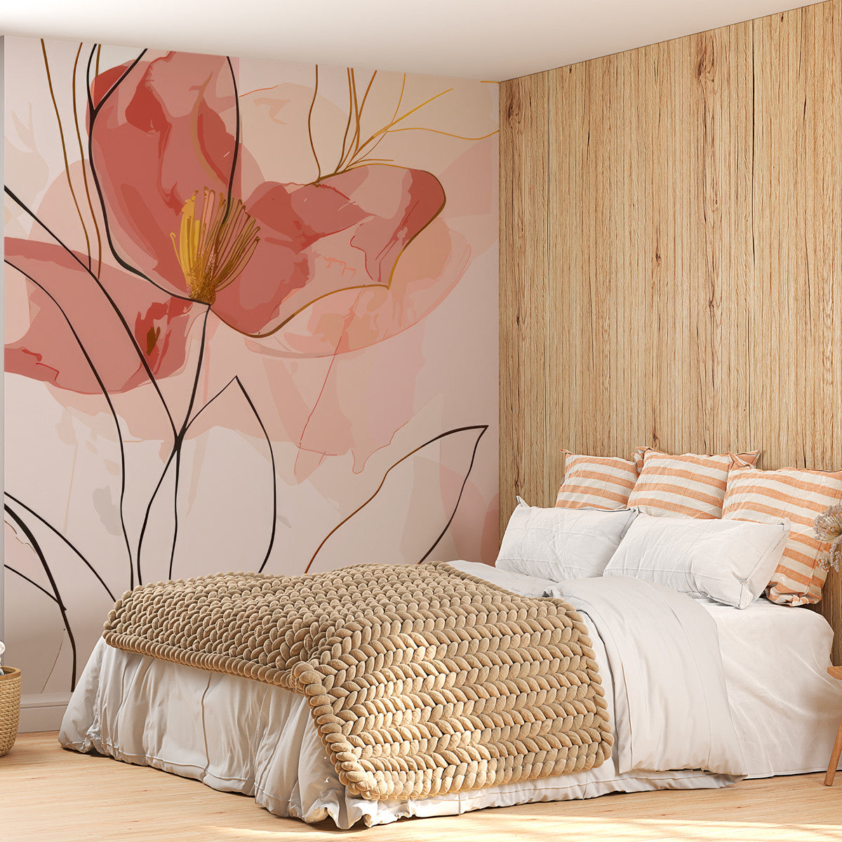 Papier peint floral terracotta Évasion Florale Terracotta, Wonderwall Casablanca, vue 5