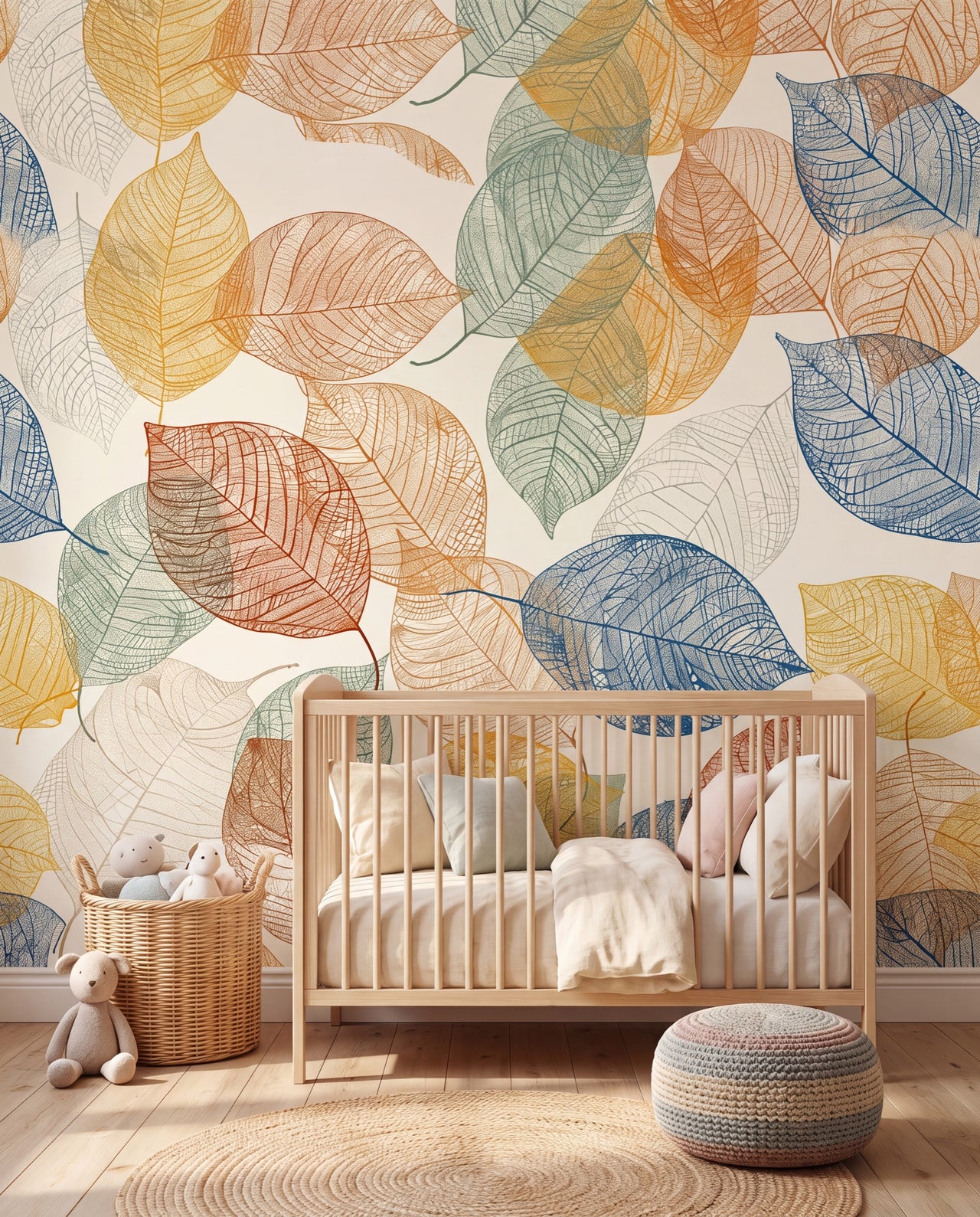 Fresque murale Herbier Coloré dans une chambre d'enfant poétique, papier peint panoramique sur mesure Wonderwall