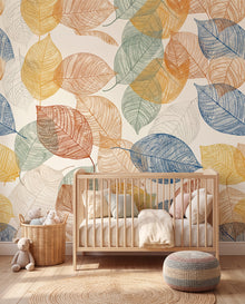 Fresque murale Herbier Coloré dans une chambre d'enfant poétique, papier peint panoramique sur mesure Wonderwall