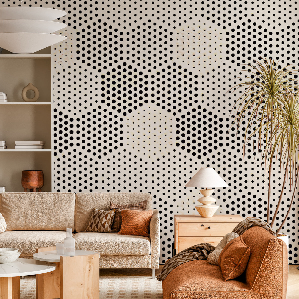 Papier peint géométrique hexagonal noir et blanc Honeycomb Harmony, Wonderwall Casablanca, vue 2
