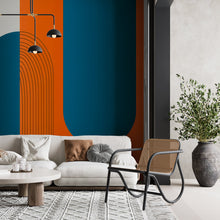 Papier peint rétro orange et bleu Rétro Moderne Orange et Bleu, Wonderwall Casablanca, vue 2
